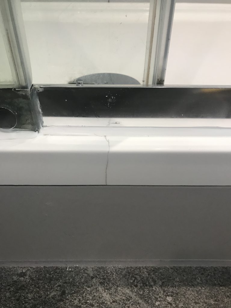 shower tray with a crack needing repair