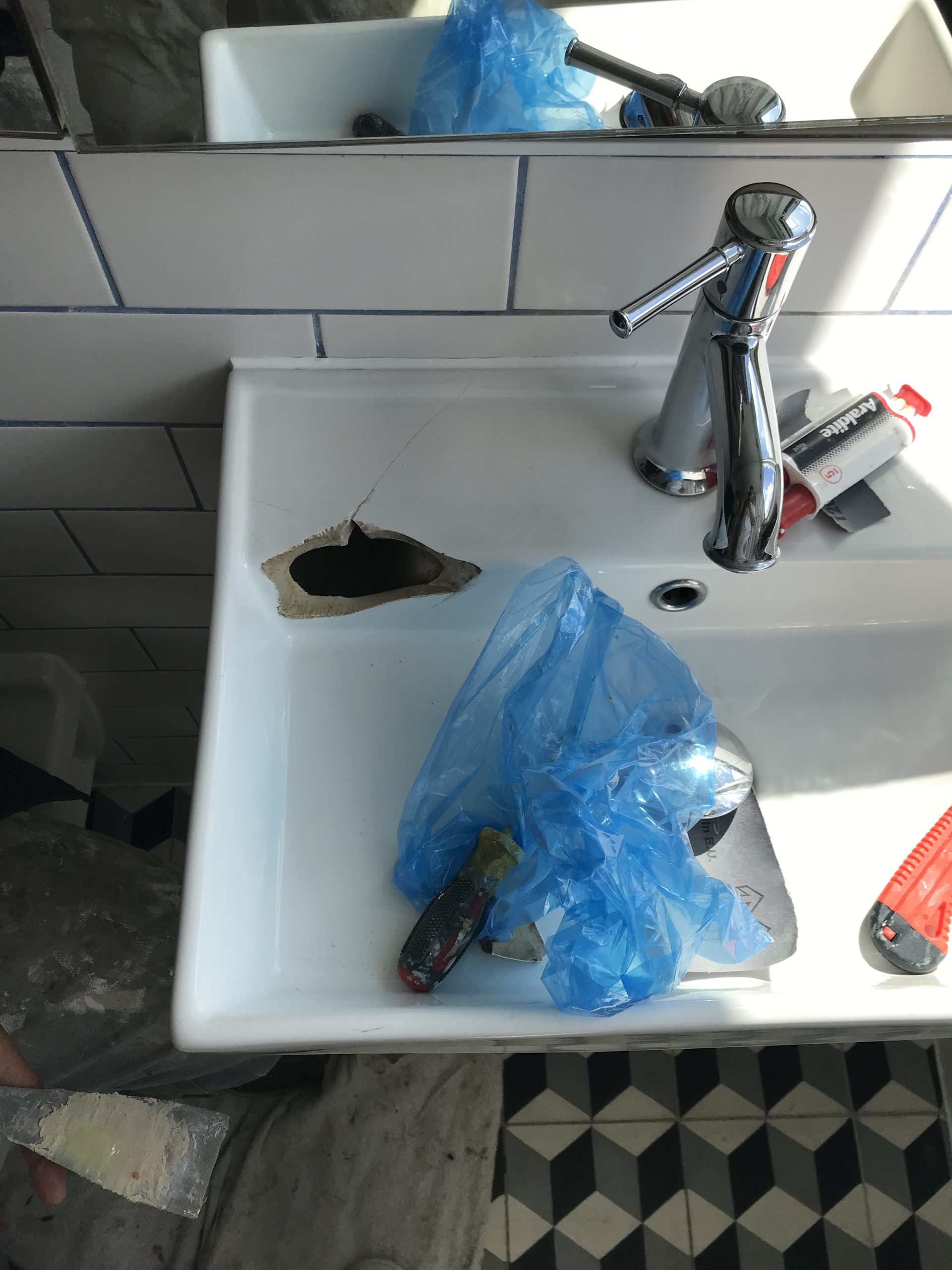 ceramic sink repair before