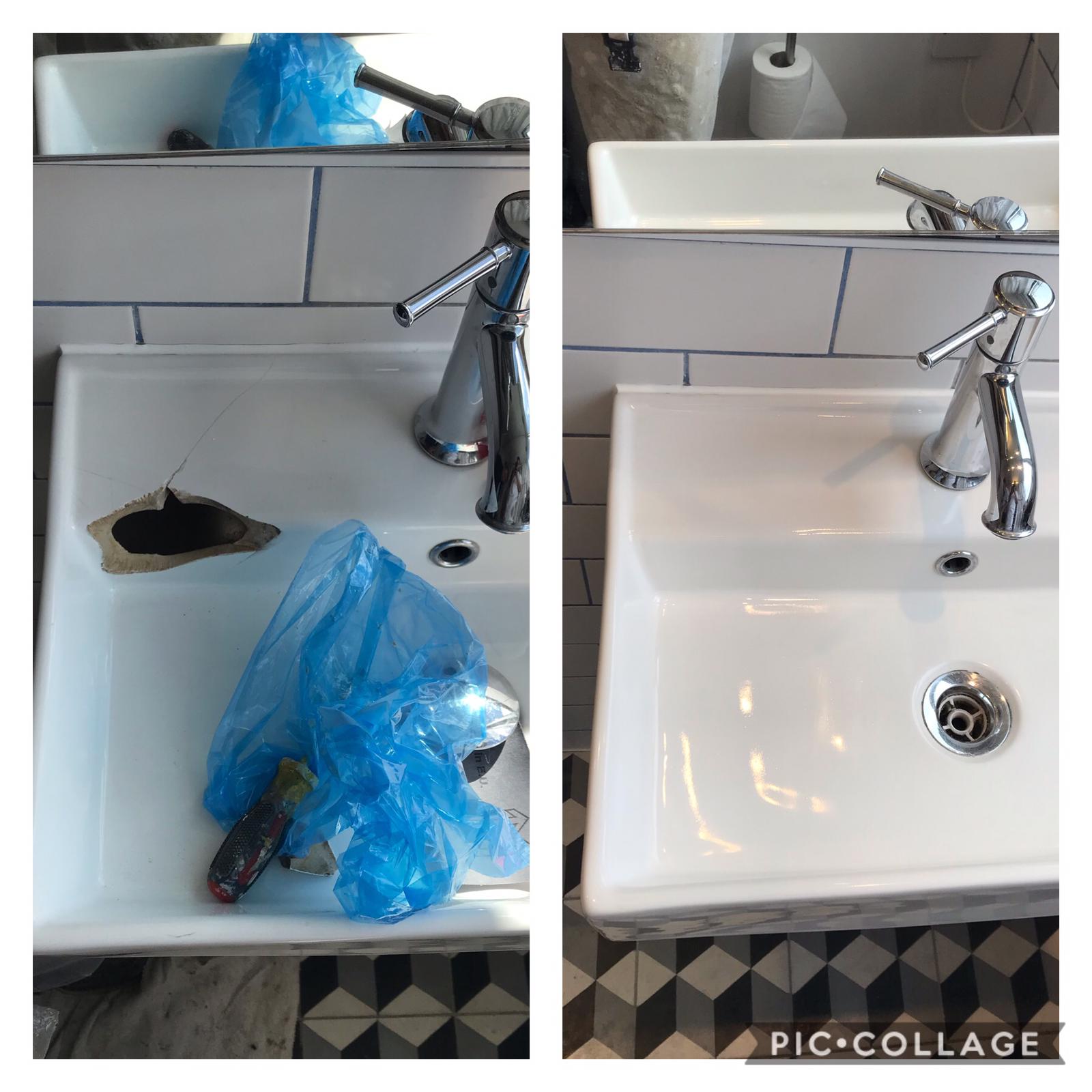 ceramic sink repair before and after